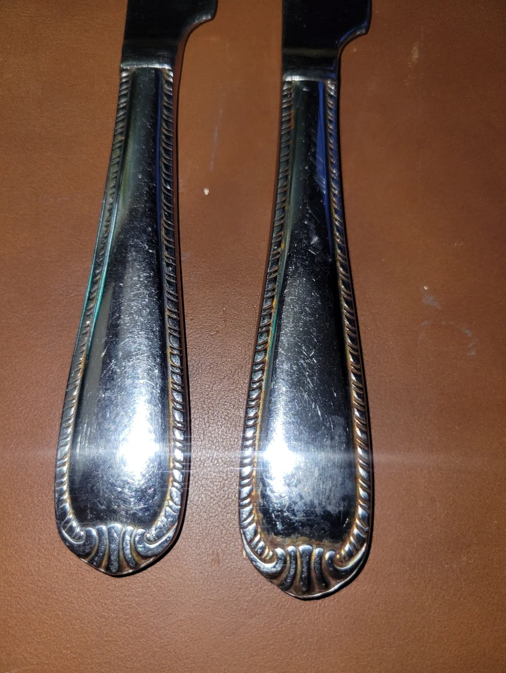Stainless Steel Silver Dinner Knives - Classic Rope Edge (Set of 2)